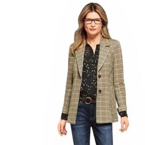 CAbi Pastime Plaid Academia University Preppy Blazer Structured Stretch Size 4